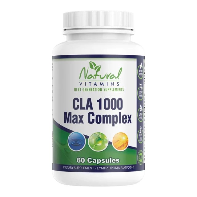 Natural Vitamins CLA 1000 Max Complex για τον Μεταβολισμό με Ωμέγα 3 Λιπαρά Οξέα 60 Κάψουλες product photo