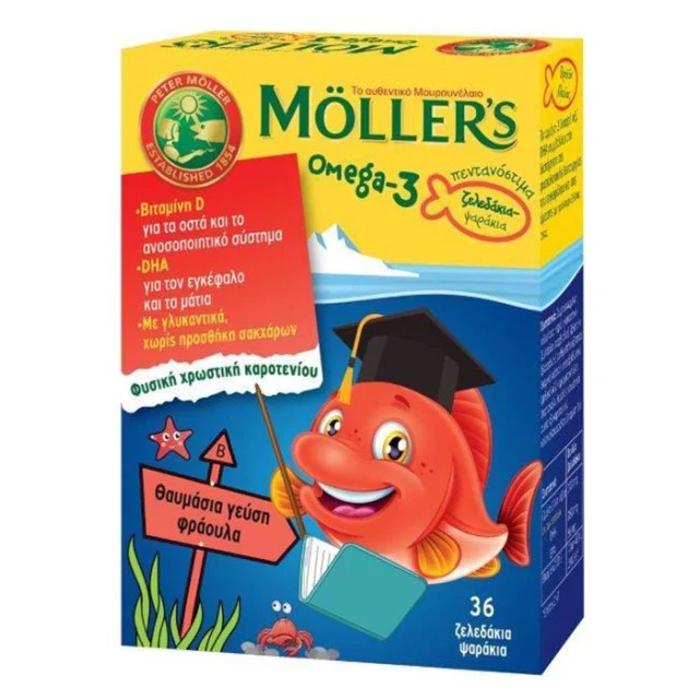 Mollers Omega-3 Ψαράκια Φράουλα Για Παιδιά 36 Ζελεδάκια product photo